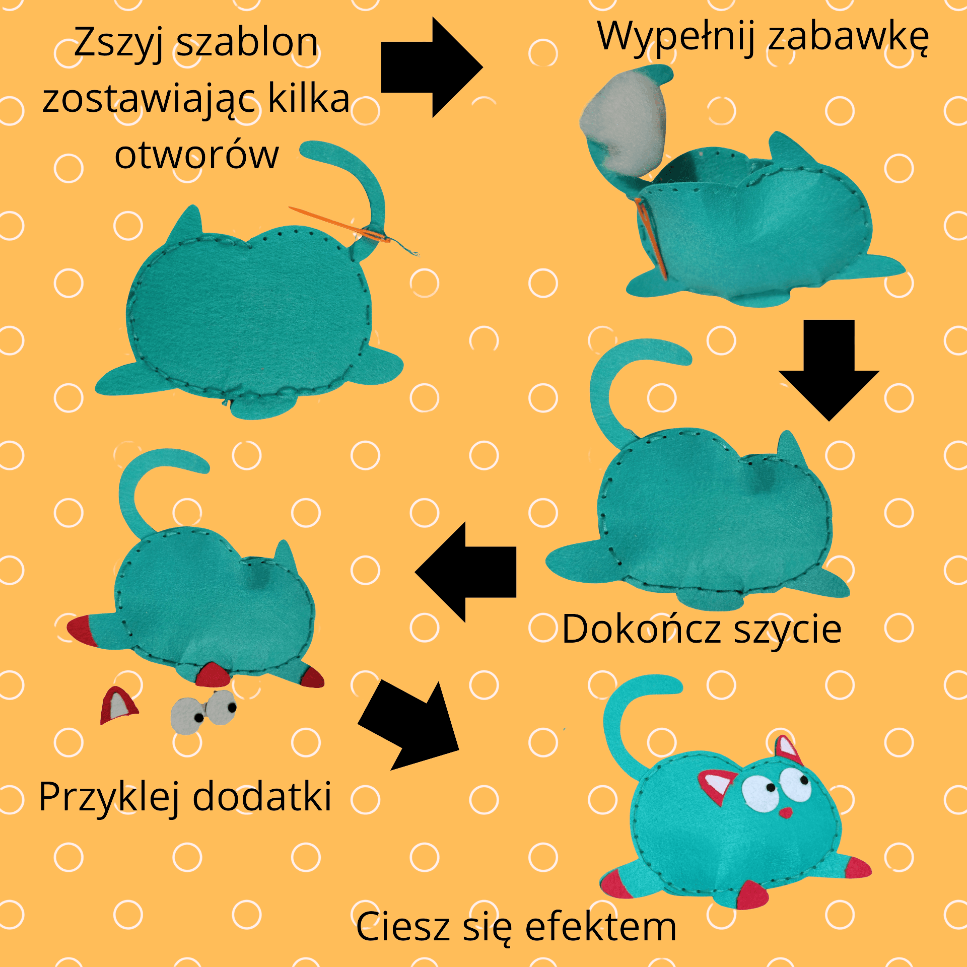 Waciaki - zestaw do nauki szycia dla dzieci (6 sztuk)